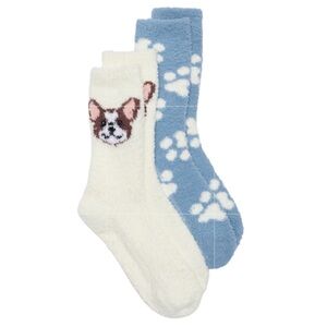PJ Salvage 2-Pack Socks with Frenchies and Paw Prints NWT